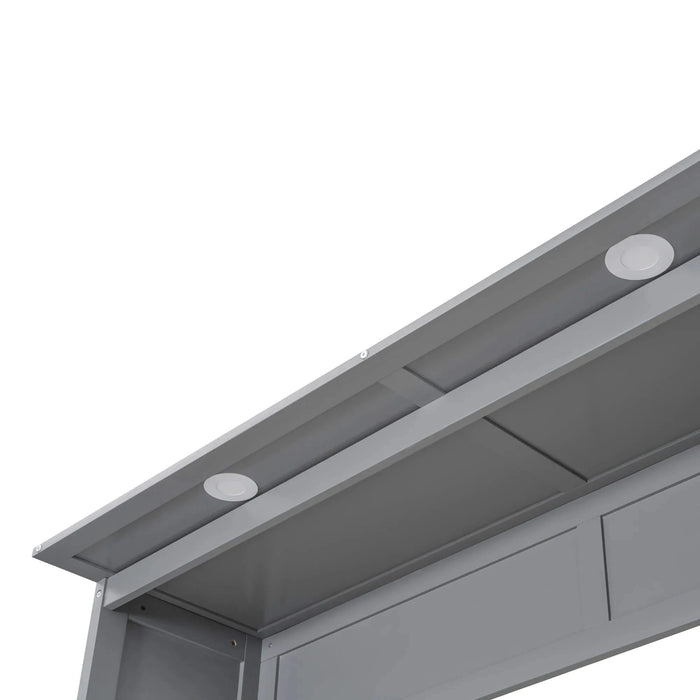 Queen Size Murphy Bed Wall Bed with Shelves, Drawers and LED Lights,Gray Default -DTYStore