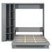 Queen Size Murphy Bed Wall Bed with Shelves, Wardrobe and LED Lights,Gray Default -DTYStore