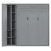 Queen Size Murphy Bed Wall Bed with Shelves, Wardrobe and LED Lights,Gray Default -DTYStore