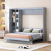 Queen Size Murphy Bed Wall Bed with Shelves, Wardrobe and LED Lights,Gray Default -DTYStore