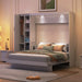 Queen Size Murphy Bed Wall Bed with Shelves, Wardrobe and LED Lights,White Default -DTYStore