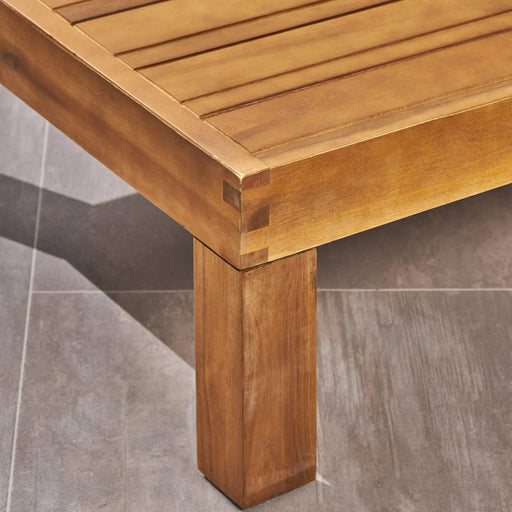 Radiat 5-Piece Outdoor L-Shaped Sofa Set with Coffee Table and Water Resistant Cushions, Dark Blue and Teak Default -DTYStore