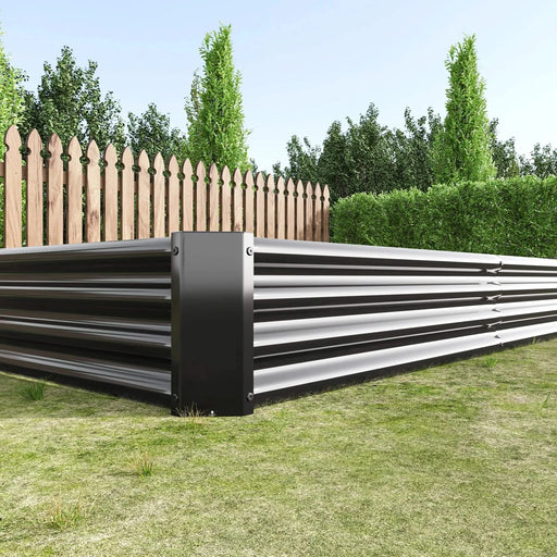 Raised Garden Bed Kit - Metal Raised Bed Garden 7.6x3.7x0.98ft for Flower Planters, Vegetables Herb Black Default -DTYStore