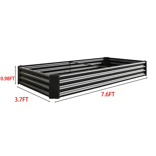 Raised Garden Bed Kit - Metal Raised Bed Garden 7.6x3.7x0.98ft for Flower Planters, Vegetables Herb Black Default -DTYStore