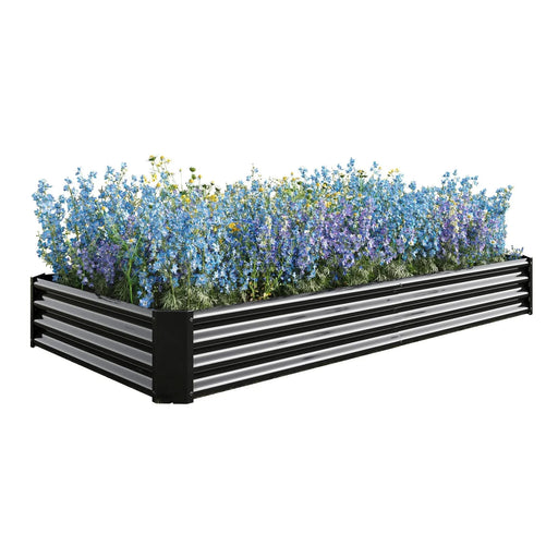 Raised Garden Bed Kit - Metal Raised Bed Garden 7.6x3.7x0.98ft for Flower Planters, Vegetables Herb Black Default -DTYStore