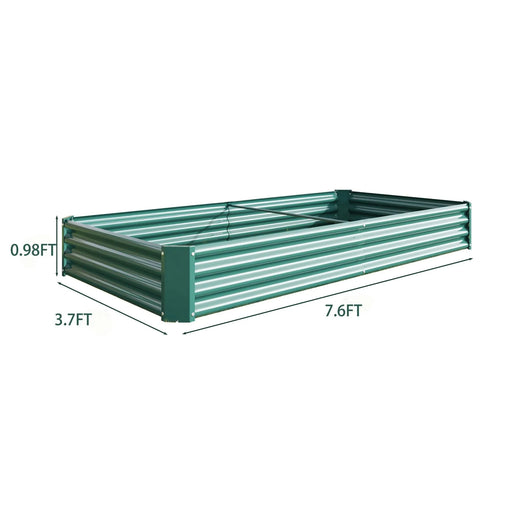 Raised Garden Bed Kit - Metal Raised Bed Garden 7.6x3.7x0.98ft for Flower Planters, Vegetables Herb Green Default -DTYStore