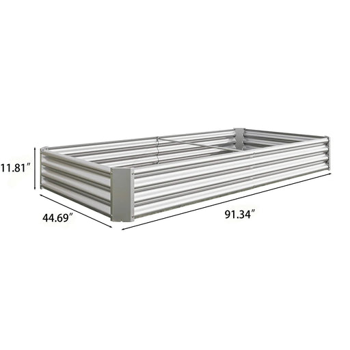 Raised Garden Bed Kit - Metal Raised Bed Garden 7.6x3.7x0.98ft for Flower Planters, Vegetables Herb Silver Default -DTYStore
