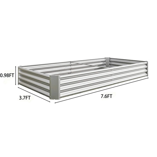 Raised Garden Bed Kit - Metal Raised Bed Garden 7.6x3.7x0.98ft for Flower Planters, Vegetables Herb Silver Default -DTYStore