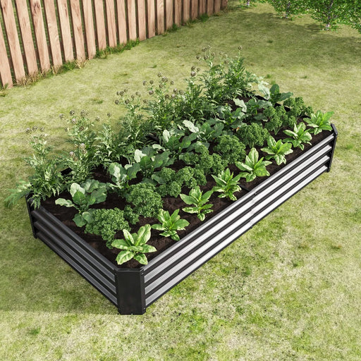 Raised Garden Bed Outdoor, 6×3×1ft , Metal Raised Rectangle Planter Beds for Plants, Vegetables, and Flowers - Black Default -DTYStore