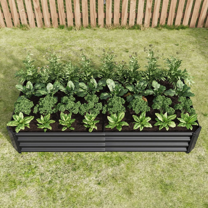 Raised Garden Bed Outdoor, 6×3×1ft , Metal Raised Rectangle Planter Beds for Plants, Vegetables, and Flowers - Black Default -DTYStore