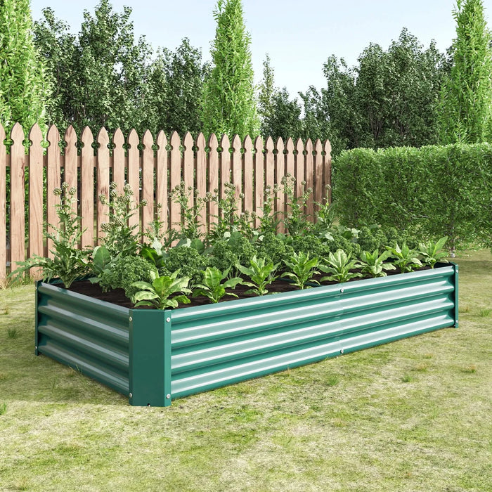 Raised Garden Bed Outdoor, 6×3×1ft , Metal Raised Rectangle Planter Beds for Plants, Vegetables, and Flowers - Green Default -DTYStore