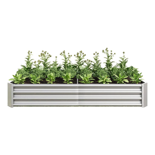 Raised Garden Bed Outdoor, 6×3×1ft , Metal Raised Rectangle Planter Beds for Plants, Vegetables, and Flowers - Silver Default -DTYStore