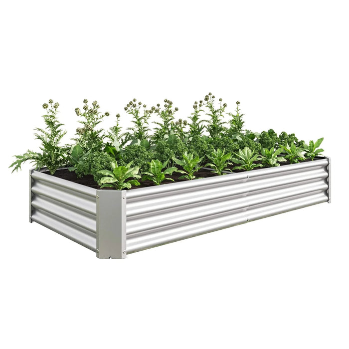 Raised Garden Bed Outdoor, 6×3×1ft , Metal Raised Rectangle Planter Beds for Plants, Vegetables, and Flowers - Silver Default -DTYStore
