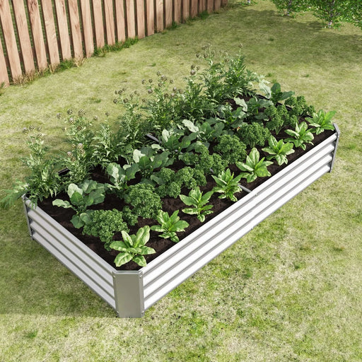 Raised Garden Bed Outdoor, 6×3×1ft , Metal Raised Rectangle Planter Beds for Plants, Vegetables, and Flowers - Silver Default -DTYStore