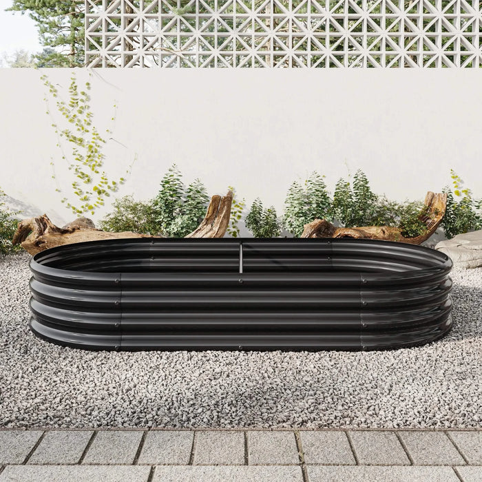 Raised Garden Bed Outdoor, Oval Large Metal Raised Planter Bed for for Plants, Vegetables, and Flowers - Black Default -DTYStore