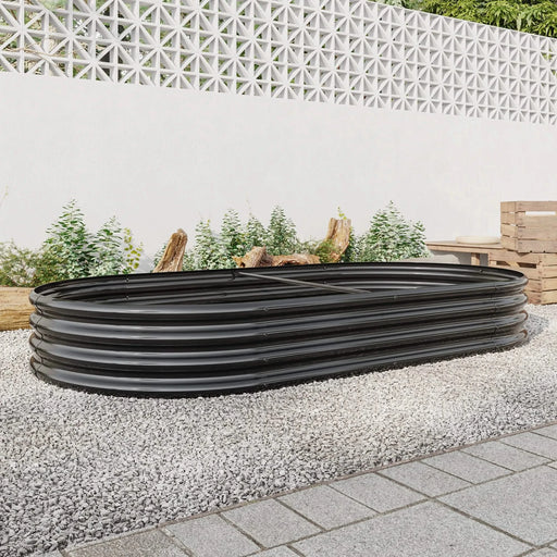 Raised Garden Bed Outdoor, Oval Large Metal Raised Planter Bed for for Plants, Vegetables, and Flowers - Black Default -DTYStore