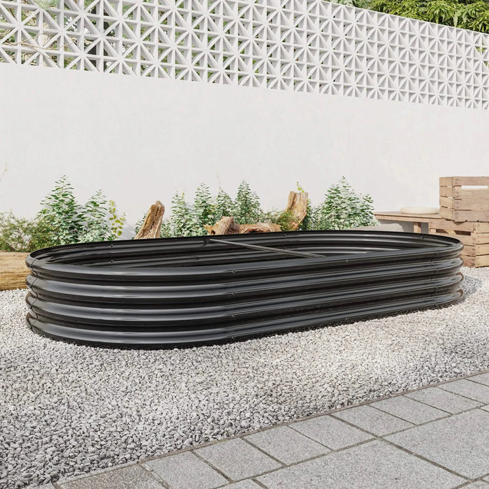 Raised Garden Bed Outdoor, Oval Large Metal Raised Planter Bed for for Plants, Vegetables, and Flowers - Black Default -DTYStore