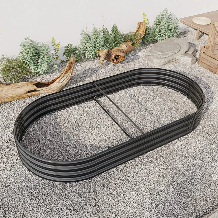 Raised Garden Bed Outdoor, Oval Large Metal Raised Planter Bed for for Plants, Vegetables, and Flowers - Black Default -DTYStore