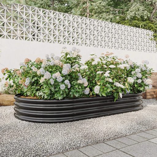Raised Garden Bed Outdoor, Oval Large Metal Raised Planter Bed for for Plants, Vegetables, and Flowers - Black Default -DTYStore