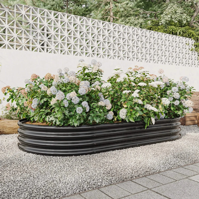 Raised Garden Bed Outdoor, Oval Large Metal Raised Planter Bed for for Plants, Vegetables, and Flowers - Black Default -DTYStore