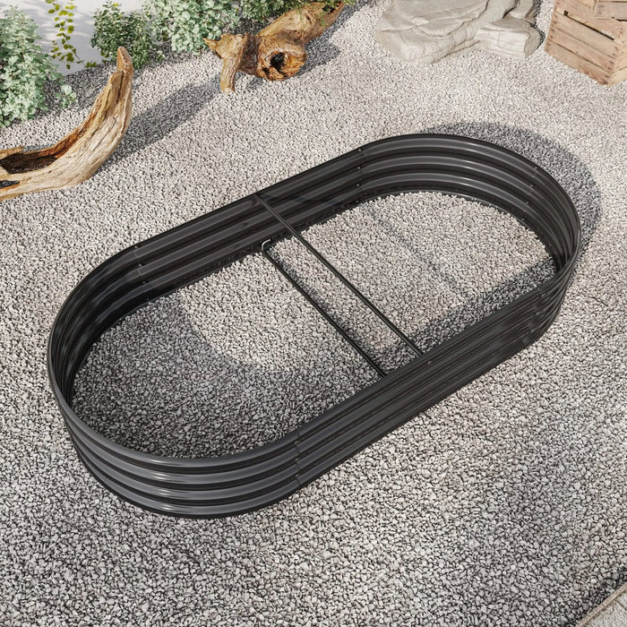 Raised Garden Bed Outdoor, Oval Large Metal Raised Planter Bed for for Plants, Vegetables, and Flowers - Black Default -DTYStore