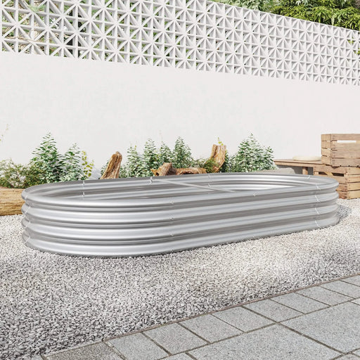 Raised Garden Bed Outdoor, Oval Large Metal Raised Planter Bed for for Plants, Vegetables, and Flowers - Silver Default -DTYStore