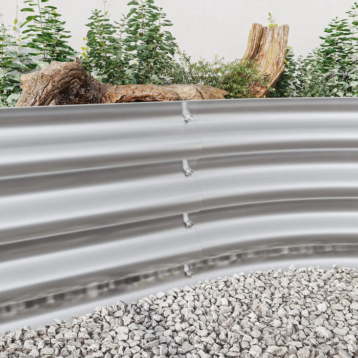 Raised Garden Bed Outdoor, Oval Large Metal Raised Planter Bed for for Plants, Vegetables, and Flowers - Silver Default -DTYStore