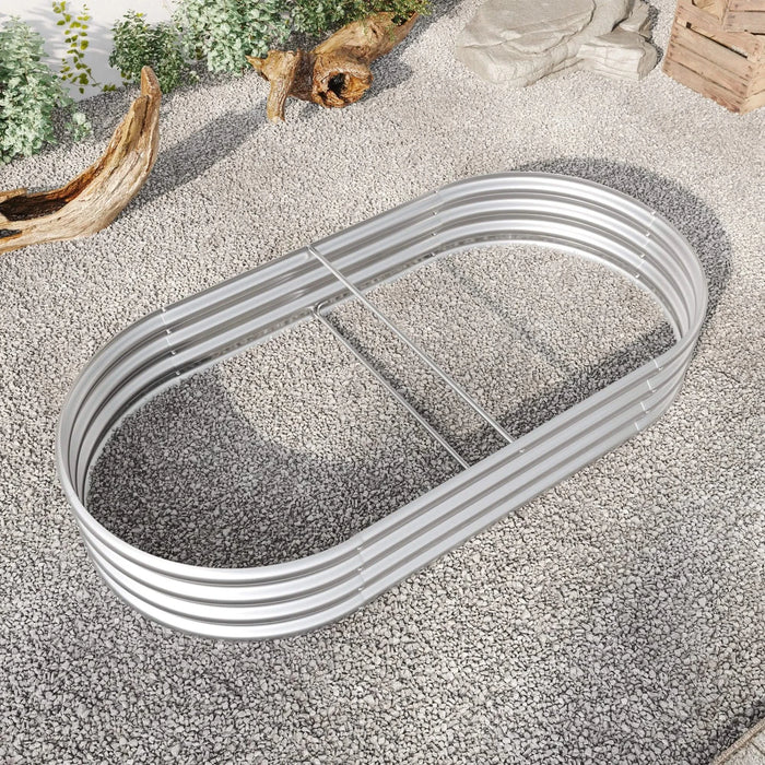 Raised Garden Bed Outdoor, Oval Large Metal Raised Planter Bed for for Plants, Vegetables, and Flowers - Silver Default -DTYStore