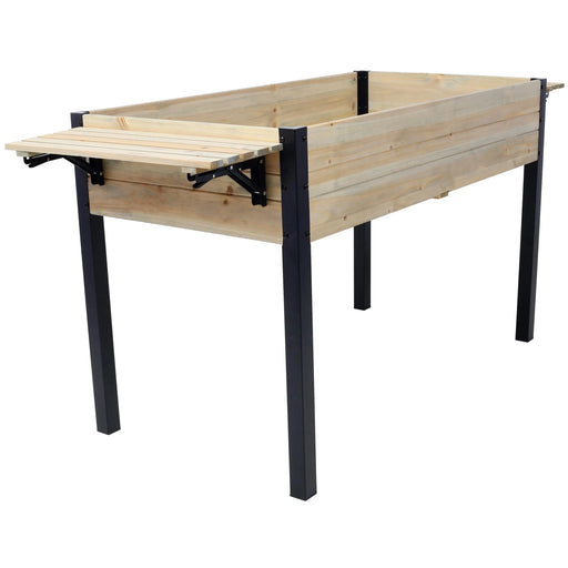 Raised Garden Bed with Metal Legs and Folding Storage Shelf for Outdoor Patio, Deck, Balcony Default -DTYStore