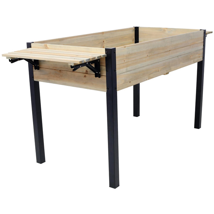 Raised Garden Bed with Metal Legs and Folding Storage Shelf for Outdoor Patio, Deck, Balcony Default -DTYStore