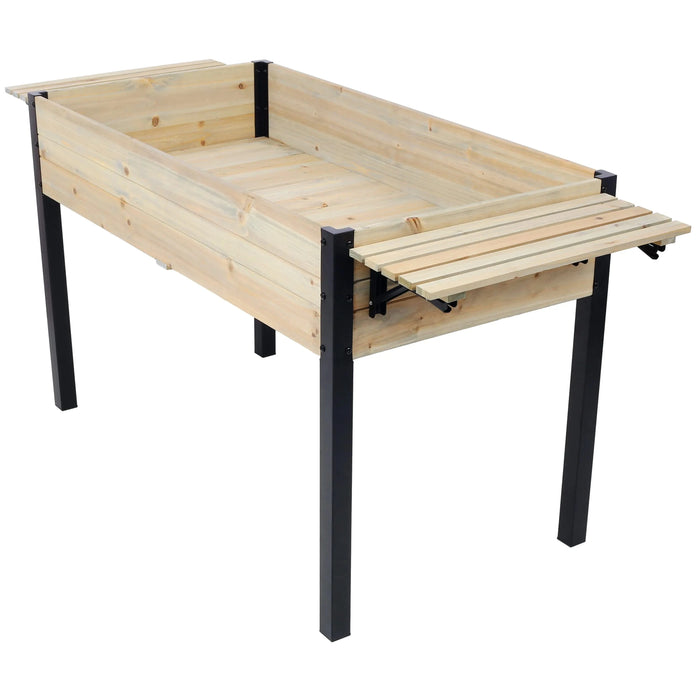 Raised Garden Bed with Metal Legs and Folding Storage Shelf for Outdoor Patio, Deck, Balcony Default -DTYStore