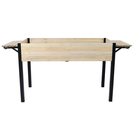 Raised Garden Bed with Metal Legs and Folding Storage Shelf for Outdoor Patio, Deck, Balcony Default -DTYStore