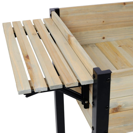 Raised Garden Bed with Metal Legs and Folding Storage Shelf for Outdoor Patio, Deck, Balcony Default -DTYStore