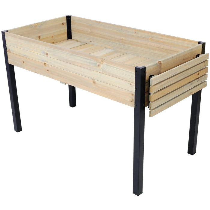 Raised Garden Bed with Metal Legs and Folding Storage Shelf for Outdoor Patio, Deck, Balcony Default -DTYStore
