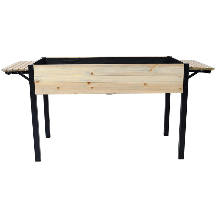 Raised Garden Bed with Metal Legs and Folding Storage Shelf for Outdoor Patio, Deck, Balcony Default -DTYStore