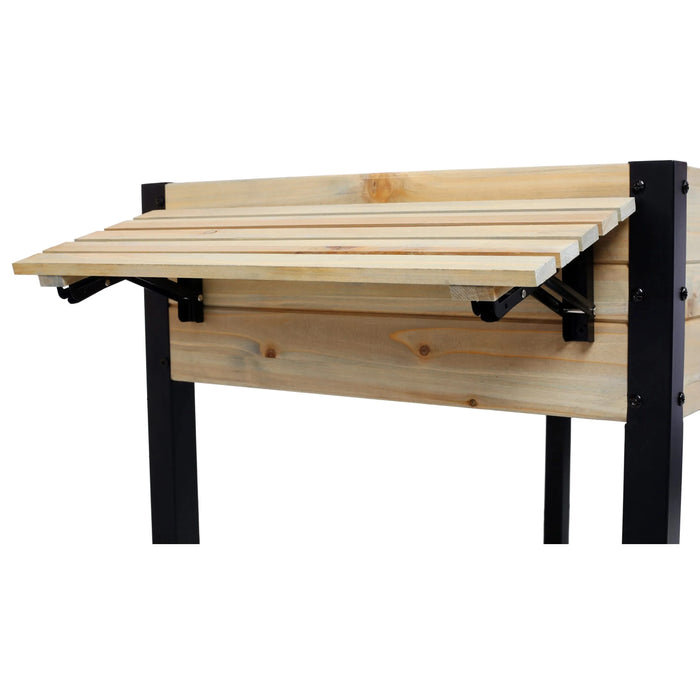 Raised Garden Bed with Metal Legs and Folding Storage Shelf for Outdoor Patio, Deck, Balcony Default -DTYStore