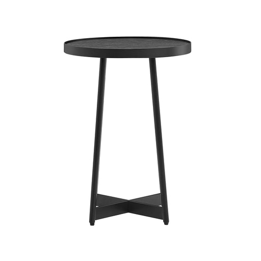 Ranlo Modern Round Accent Table with Geometric Metal Legs in Black Finish Default -DTYStore