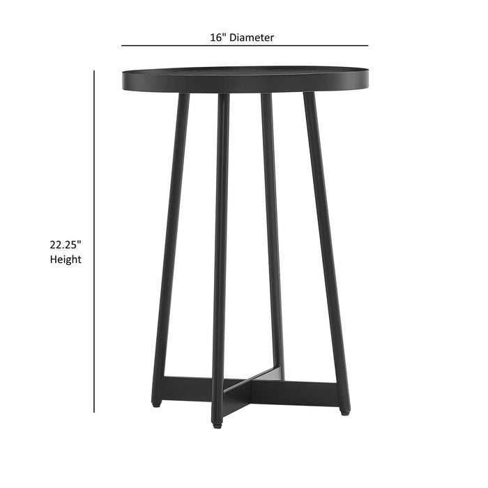 Ranlo Modern Round Accent Table with Geometric Metal Legs in Black Finish Default -DTYStore