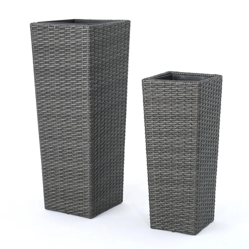 Rattan FLOWER POT - GREY Default -DTYStore