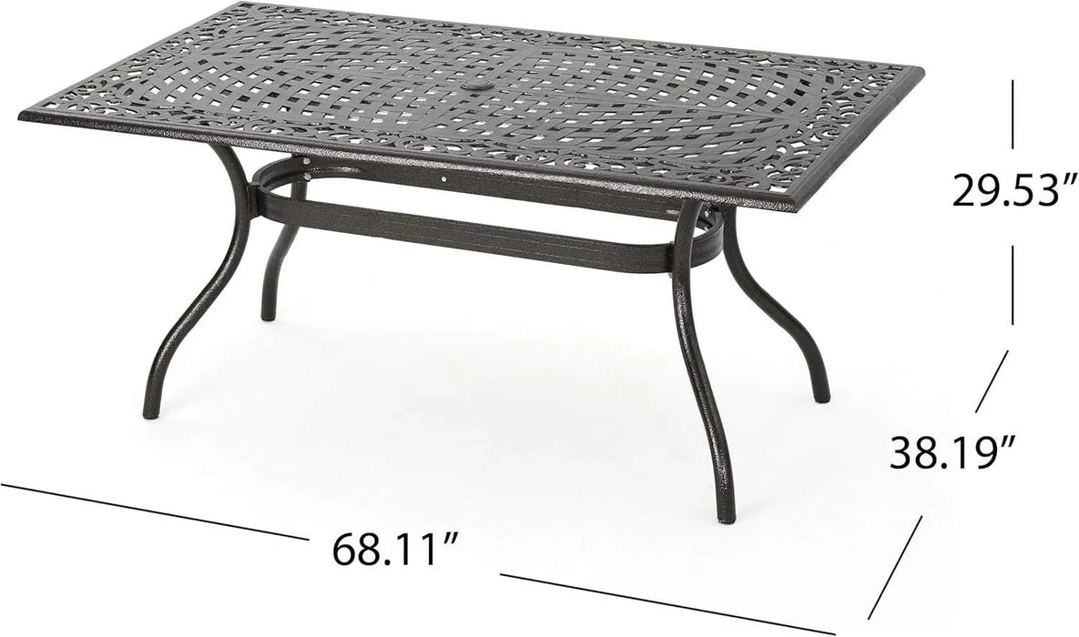 Ravenna 6 - Person Metal Patio Dining Set with Rectangular Table Default -DTYStore