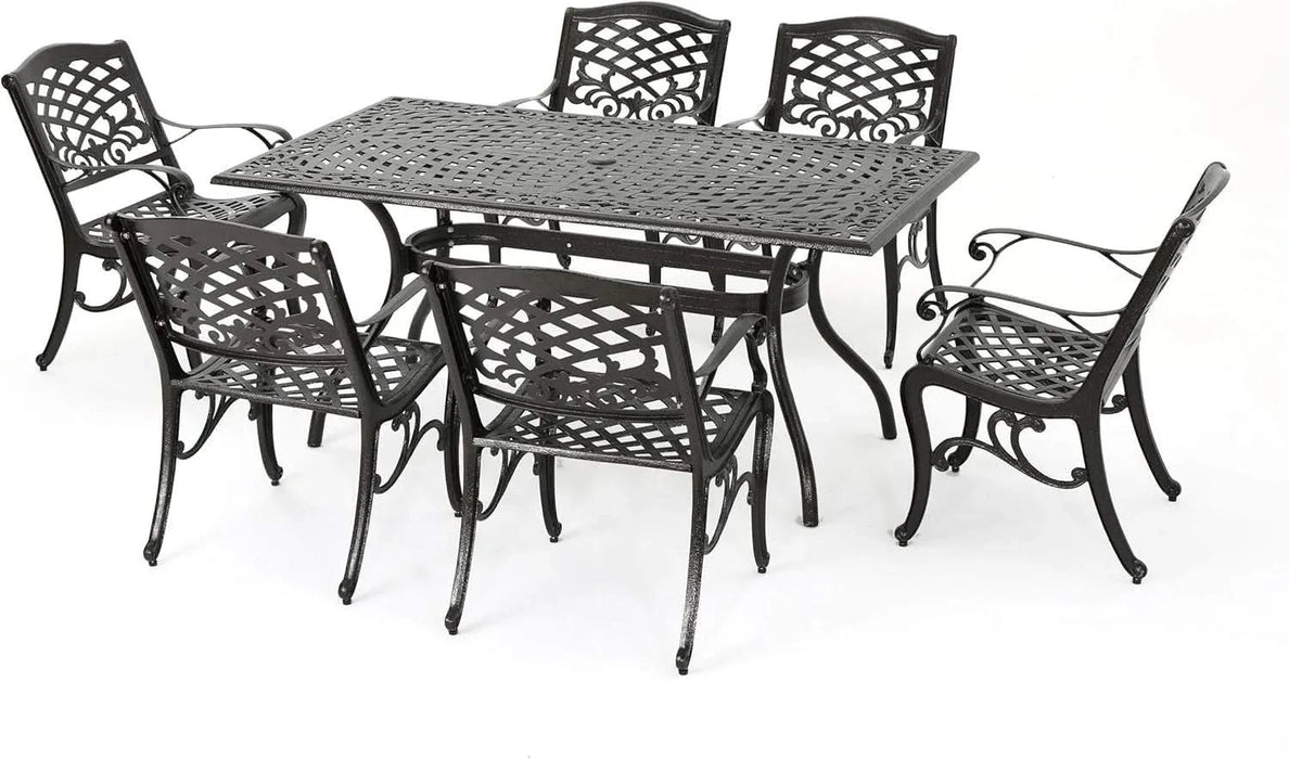 Ravenna 6 - Person Metal Patio Dining Set with Rectangular Table Default -DTYStore