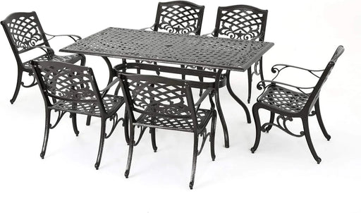 Ravenna 6 - Person Metal Patio Dining Set with Rectangular Table Default -DTYStore