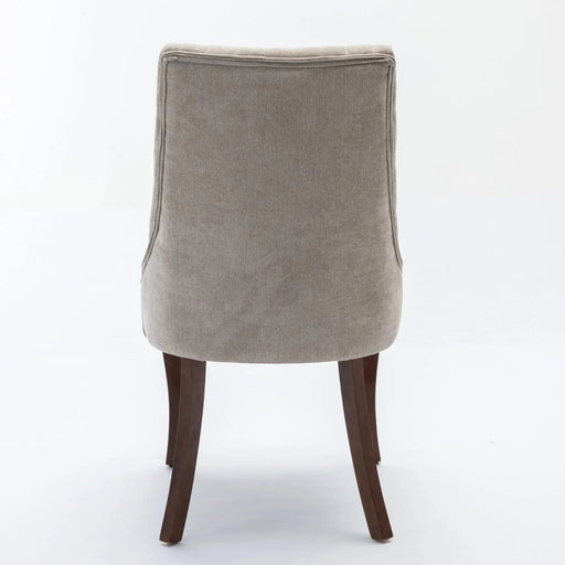 Rayon Cloth Flocking Linen Dining Chairs Channel Kitchen Dinner Chair Comfy Fabric Upholstered Accent Chair for Dining Room with Curved Solid Wood Legs,Set of 2 (Beige), SW1847BG Default -DTYStore