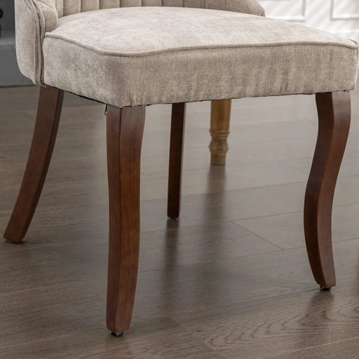 Rayon Cloth Flocking Linen Dining Chairs Channel Kitchen Dinner Chair Comfy Fabric Upholstered Accent Chair for Dining Room with Curved Solid Wood Legs,Set of 2 (Beige), SW1847BG Default -DTYStore