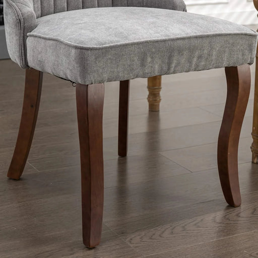Rayon Cloth Flocking Linen Dining Chairs Channel Kitchen Dinner Chair Comfy Fabric Upholstered Accent Chair for Dining Room with Curved Solid Wood Legs,Set of 2 (Gray), SW1847GY Default -DTYStore