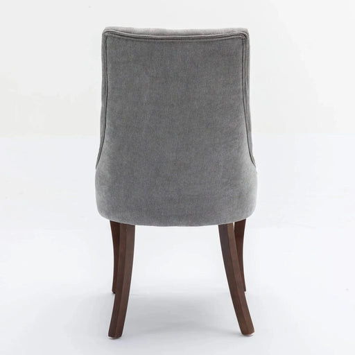 Rayon Cloth Flocking Linen Dining Chairs Channel Kitchen Dinner Chair Comfy Fabric Upholstered Accent Chair for Dining Room with Curved Solid Wood Legs,Set of 2 (Gray), SW1847GY Default -DTYStore