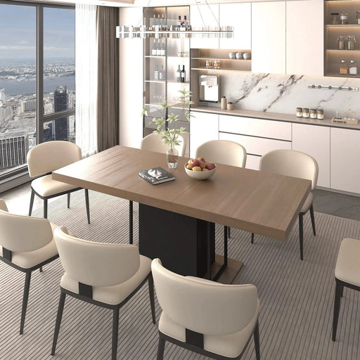 Rectangle extendable dining table for 6-10 people aged effect wood and black 160-200 cm Default -DTYStore