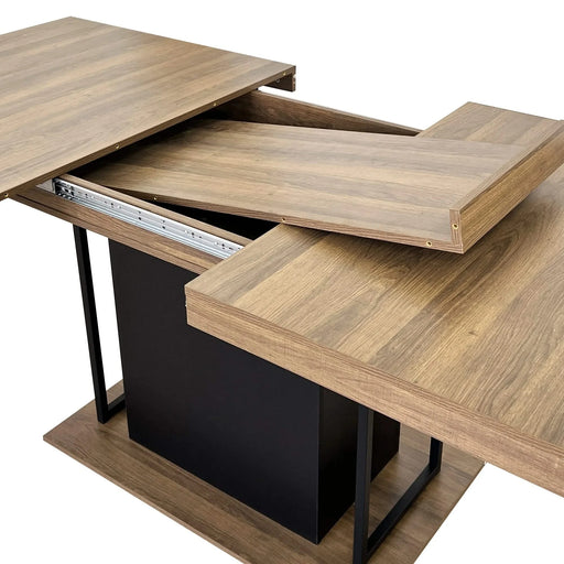 Rectangle extendable dining table for 6-10 people aged effect wood and black 160-200 cm Default -DTYStore