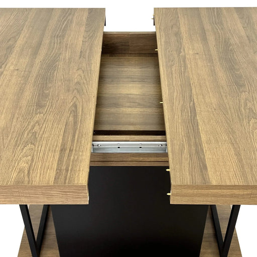 Rectangle extendable dining table for 6-10 people aged effect wood and black 160-200 cm Default -DTYStore