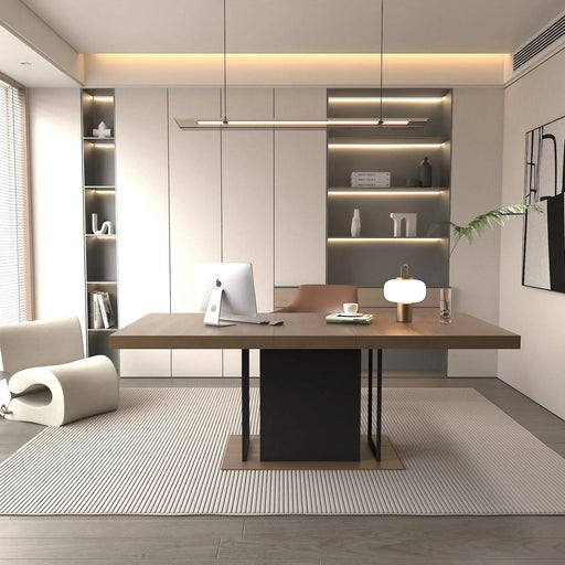 Rectangle extendable dining table for 6-10 people aged effect wood and black 160-200 cm Default -DTYStore